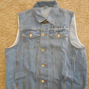 Friends The Television Series Denim Sleeveless Vest, Size Small, Culture Fly